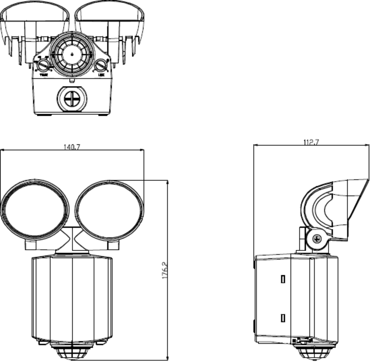 230V IP55 Twin Spot LED Security Light - White view