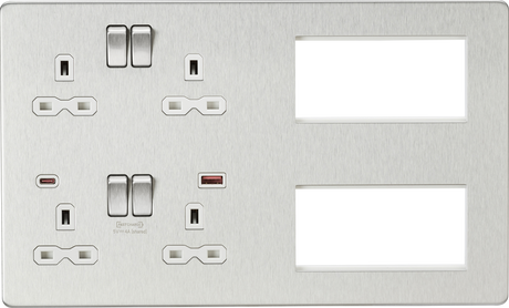 Screwless Multimedia Combination Plate - Brushed Chrome