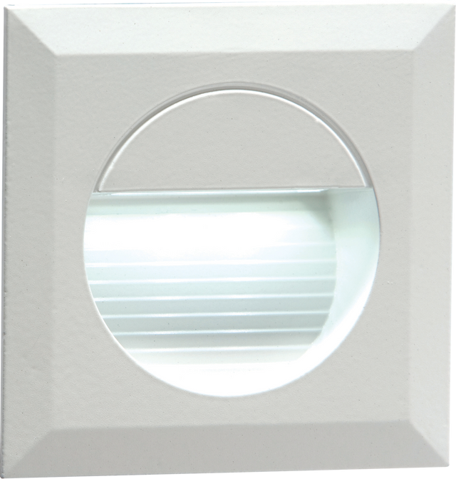 230V IP54 Recessed Square Indoor/Outdoor LED Guide/Stair/Wall Light - White LED