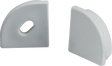 Aluminium Corner Profile End Caps - Grey Polycarbonate