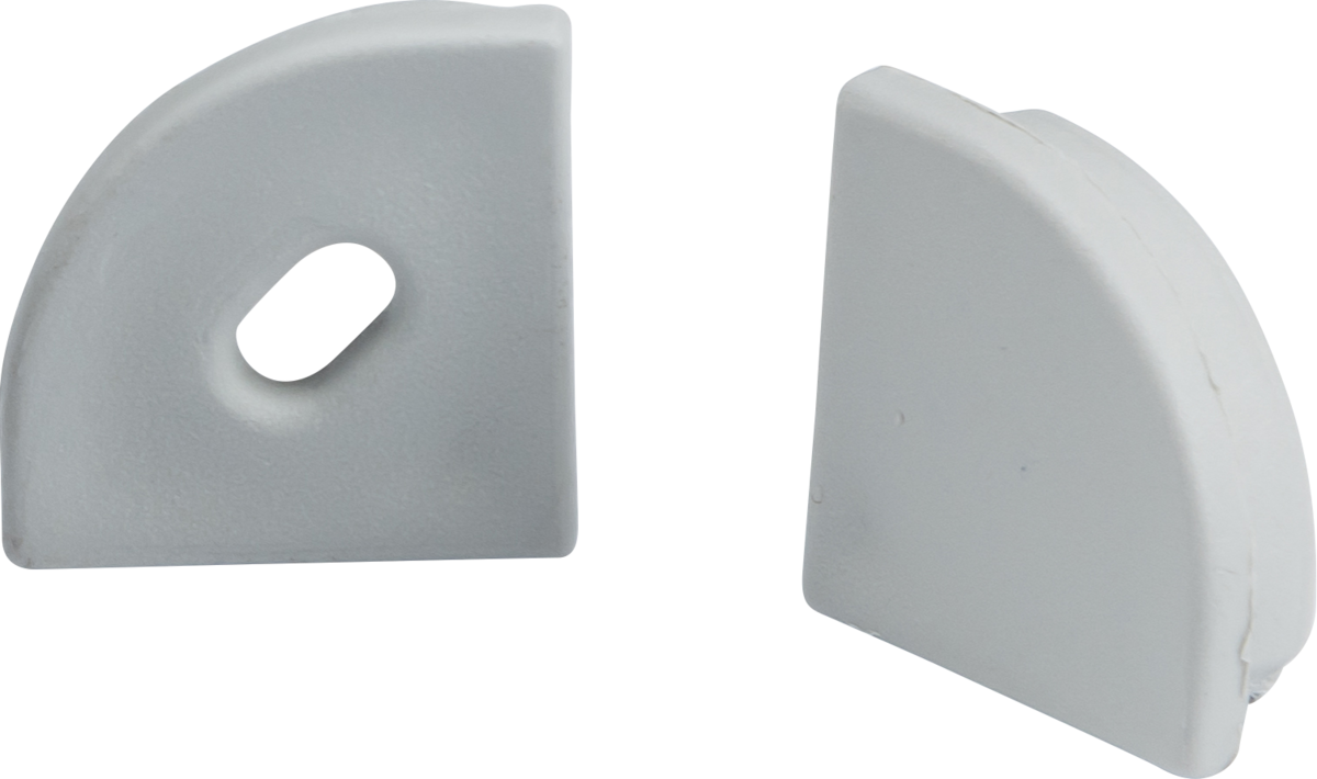 Aluminium Corner Profile End Caps - Grey Polycarbonate