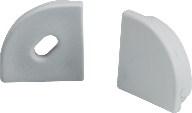 Aluminium Corner Profile End Caps - Grey Polycarbonate