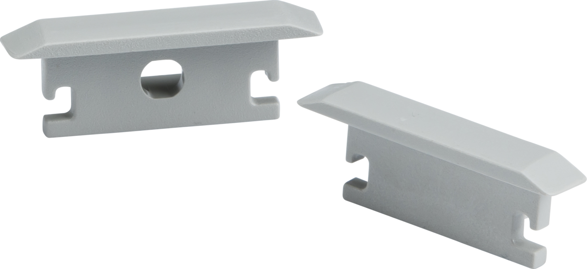 Aluminium Floor Recessed Profile End Caps - Grey Finish