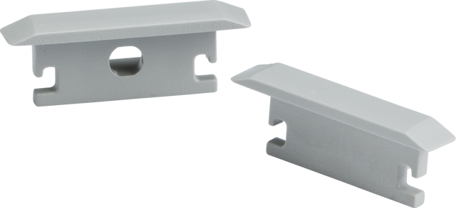Aluminium Floor Recessed Profile End Caps - Grey Finish