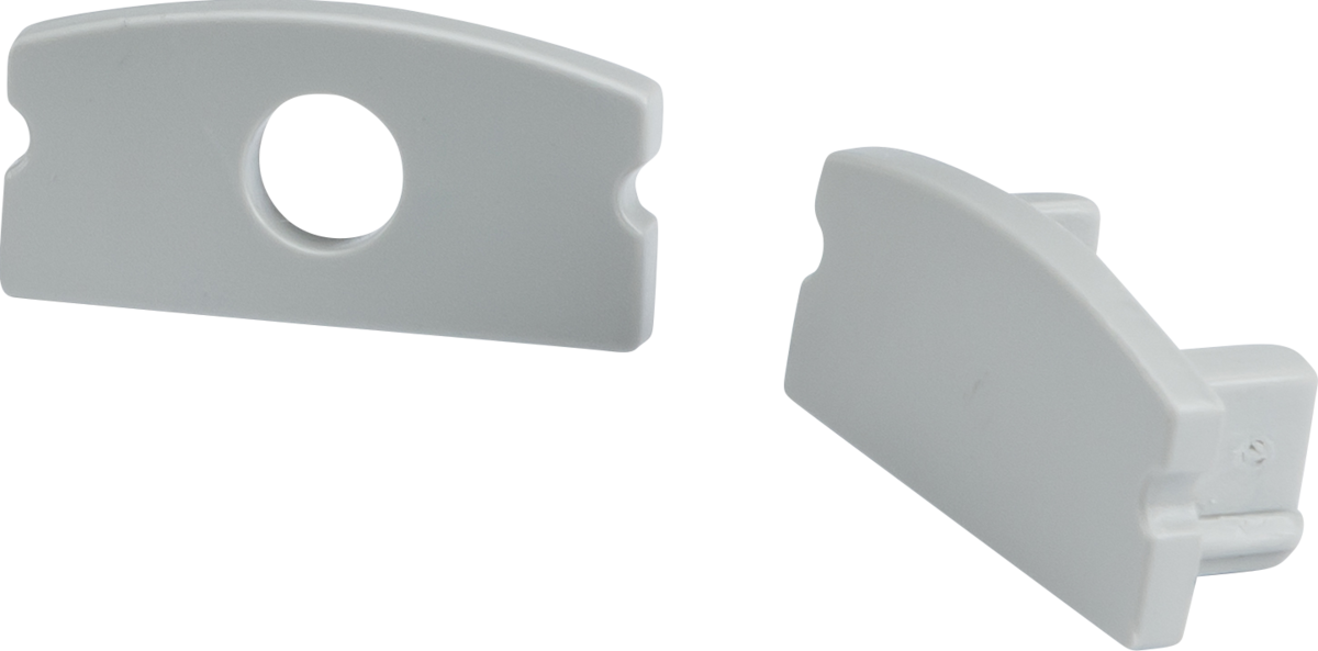 Aluminium Surface Mount Profile End Caps - Grey