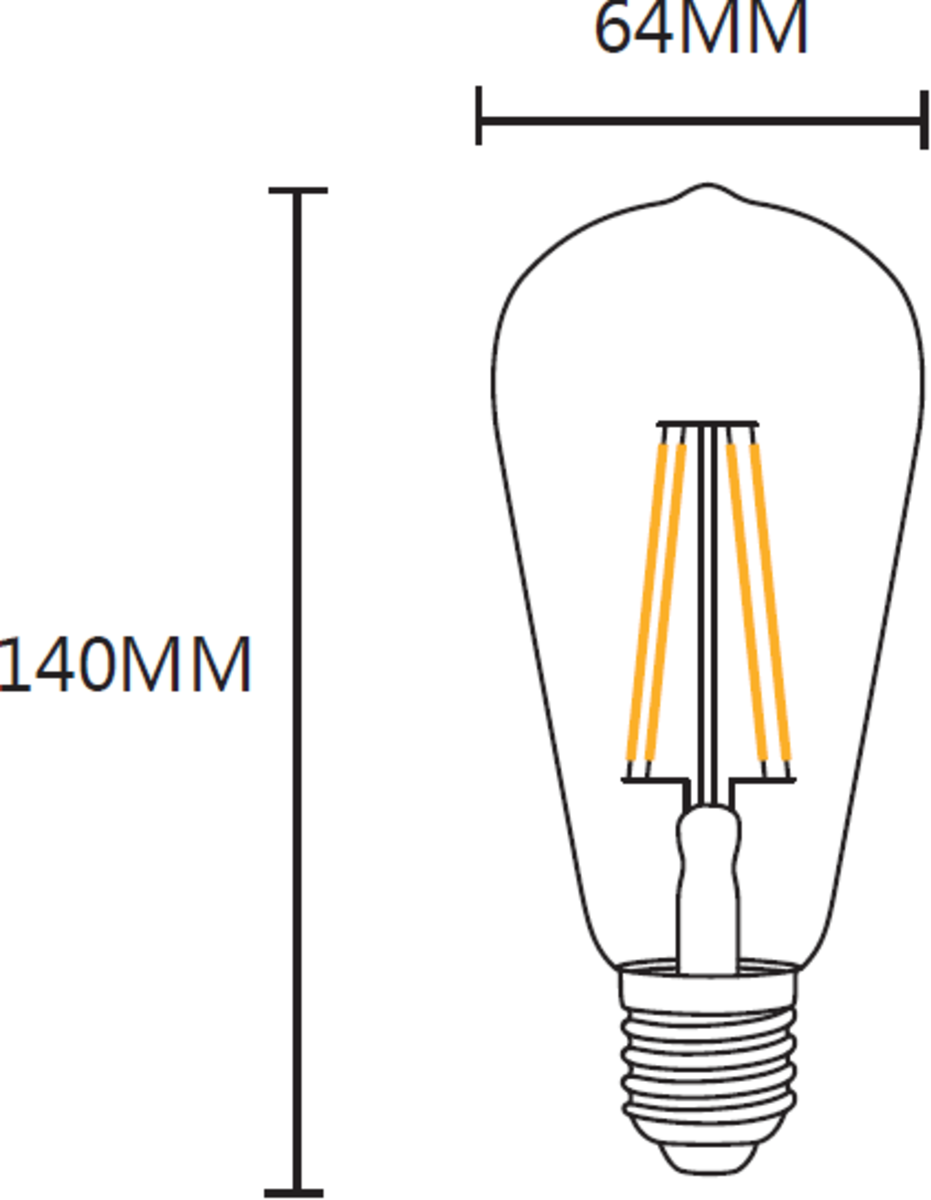 LED ES Clear ST64 Filament Lamp - Bright Warm White Light