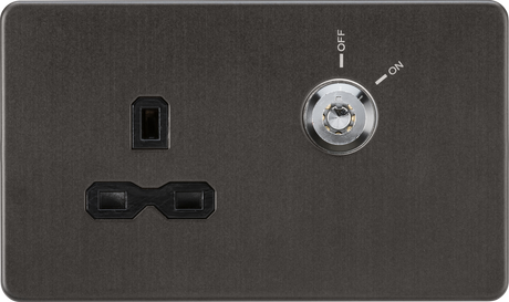 13A DP Key Lockable Socket - Smoked Bronze with Black Insert
