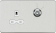 13A DP Key Lockable Socket - Brushed Chrome with White Insert