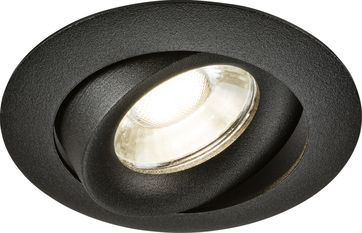 Odina Single Tilt Round Downlight in Black Finish