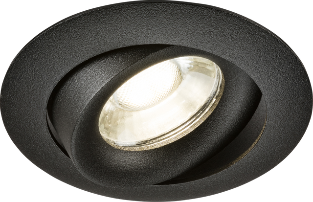 Odina Single Tilt Round Downlight in Black Finish