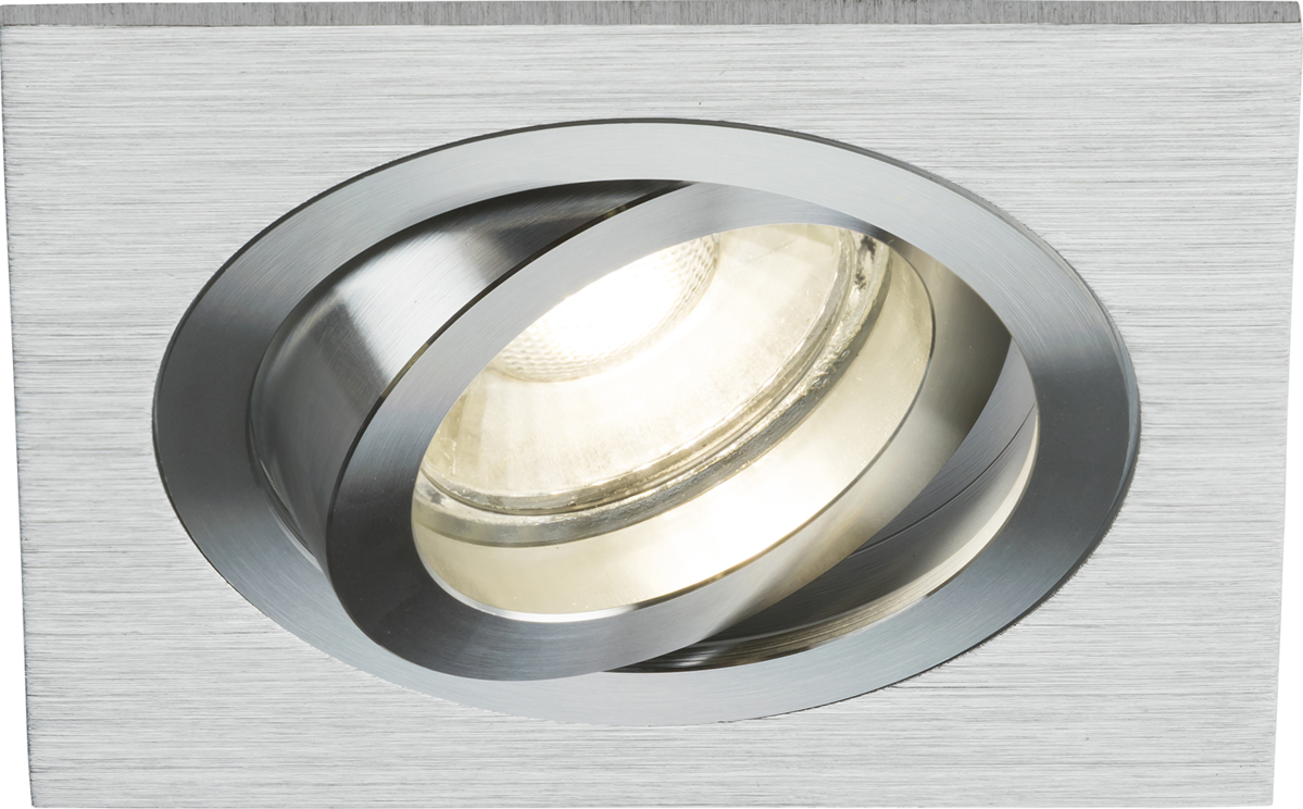 Ambar Single Tilt Square Downlight - Brushed Chrome