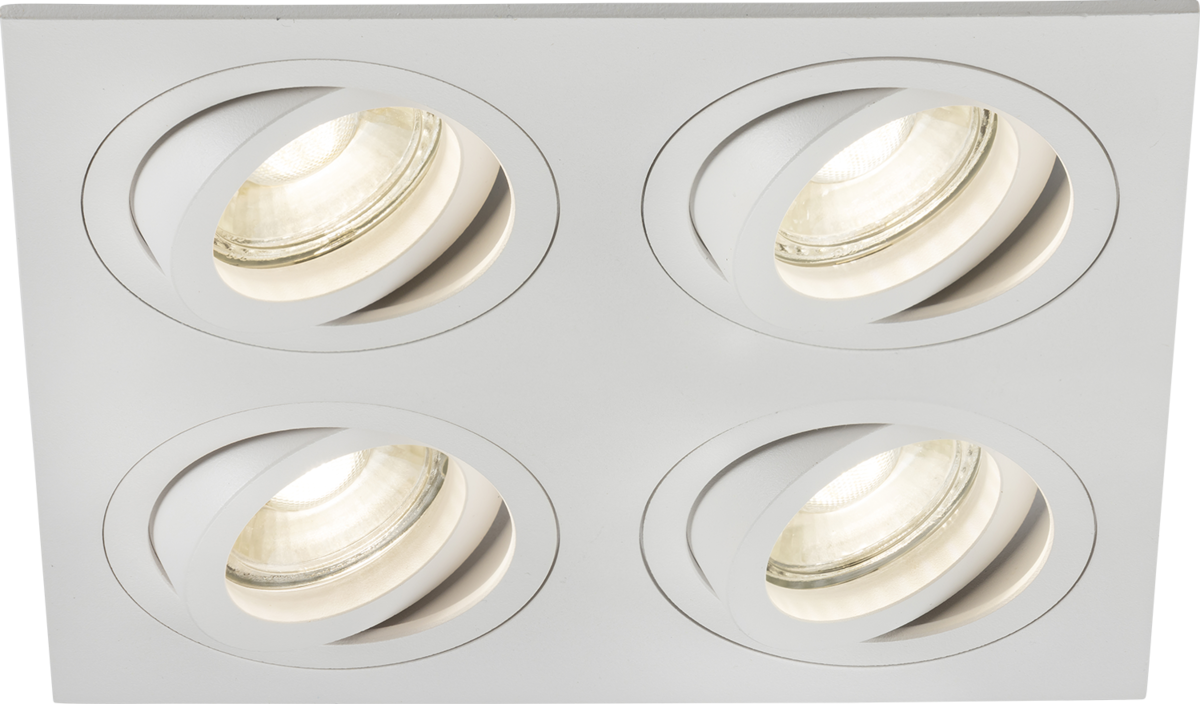 Ambar Quad Tilt Square Downlight White with Adjustable Heads