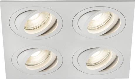 Ambar Quad Tilt Square Downlight White with Adjustable Heads