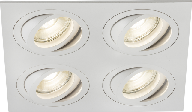 Ambar Quad Tilt Square Downlight White with Adjustable Heads