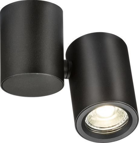 Dee Single Surface Adjustable Round Spotlight Black - Front View