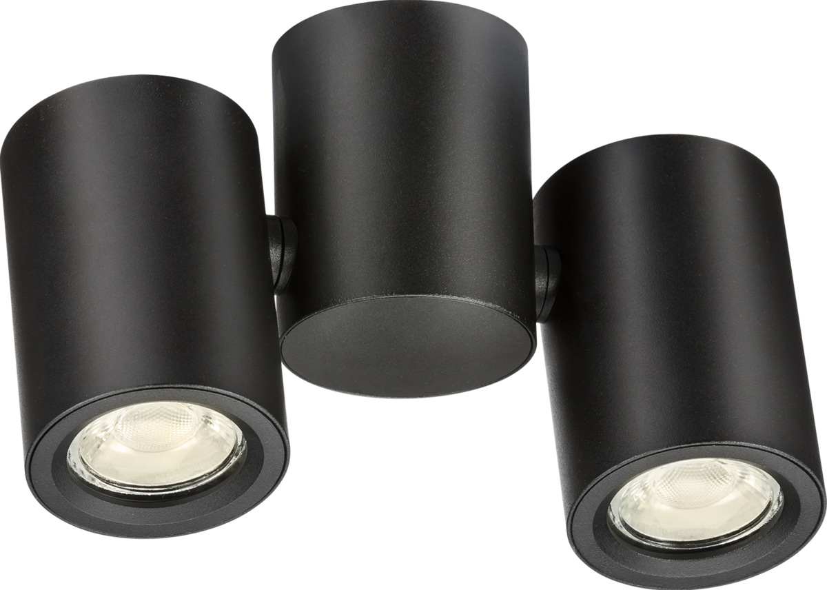 Dee Twin Surface Adjustable Round Spotlight Black - GU10