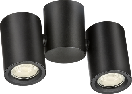 Dee Twin Surface Adjustable Round Spotlight Black - GU10