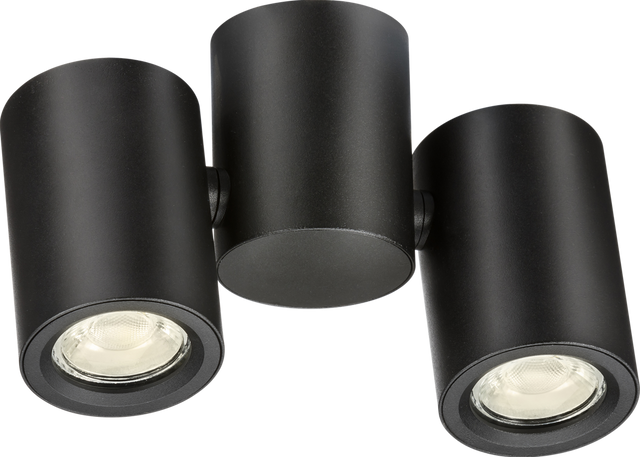 Dee Twin Surface Adjustable Round Spotlight Black - GU10