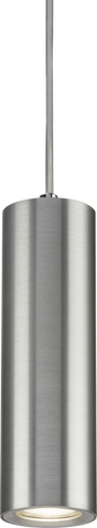 Dasan Single Long Fixed Round Pendant Brushed Chrome