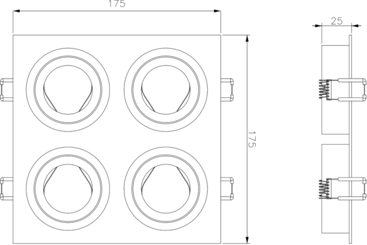 Ambar Quad Tilt Square Downlight - Additional View
