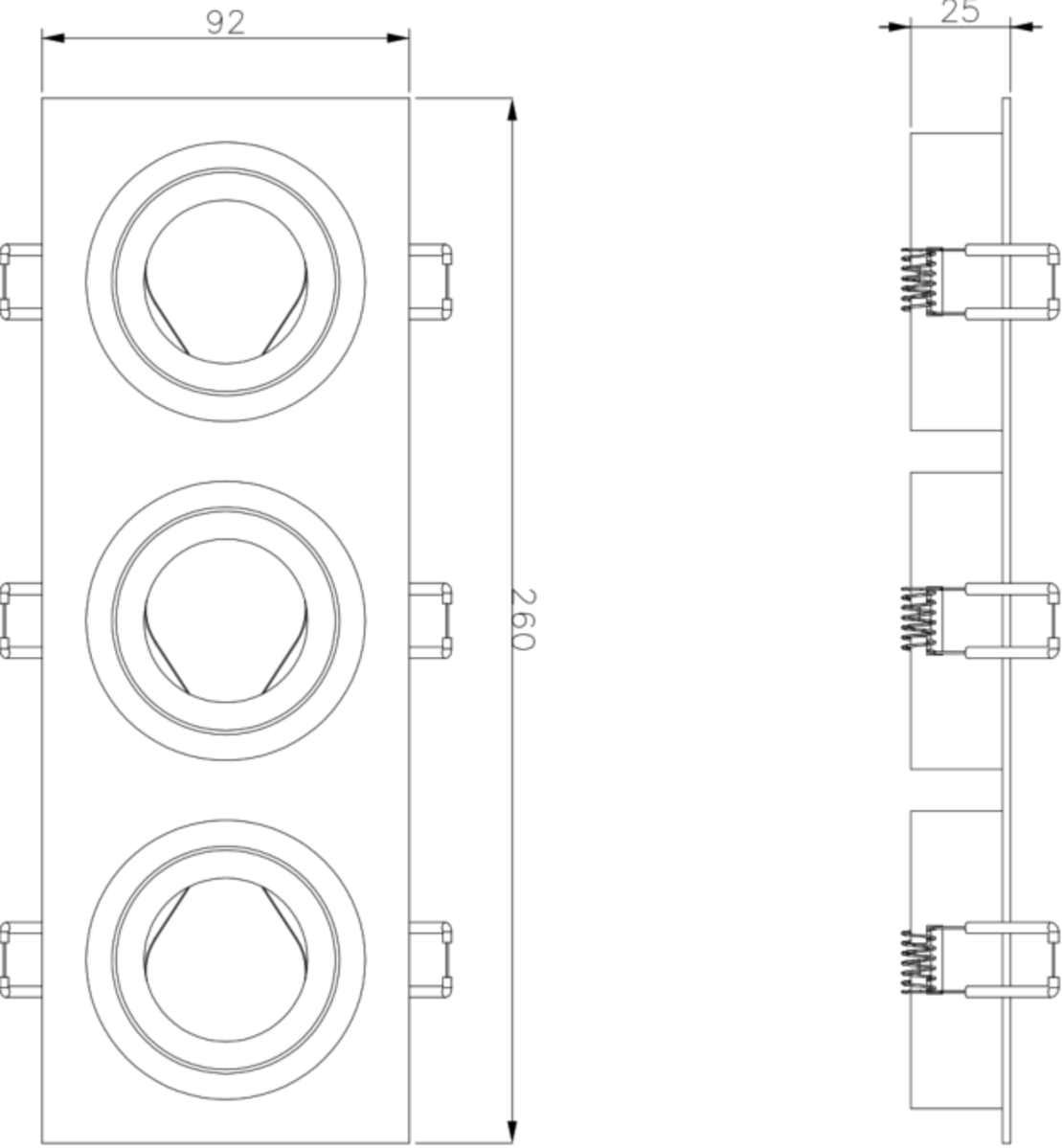 Ambar Tri Tilt Square Downlight Brushed Chrome Detailed View