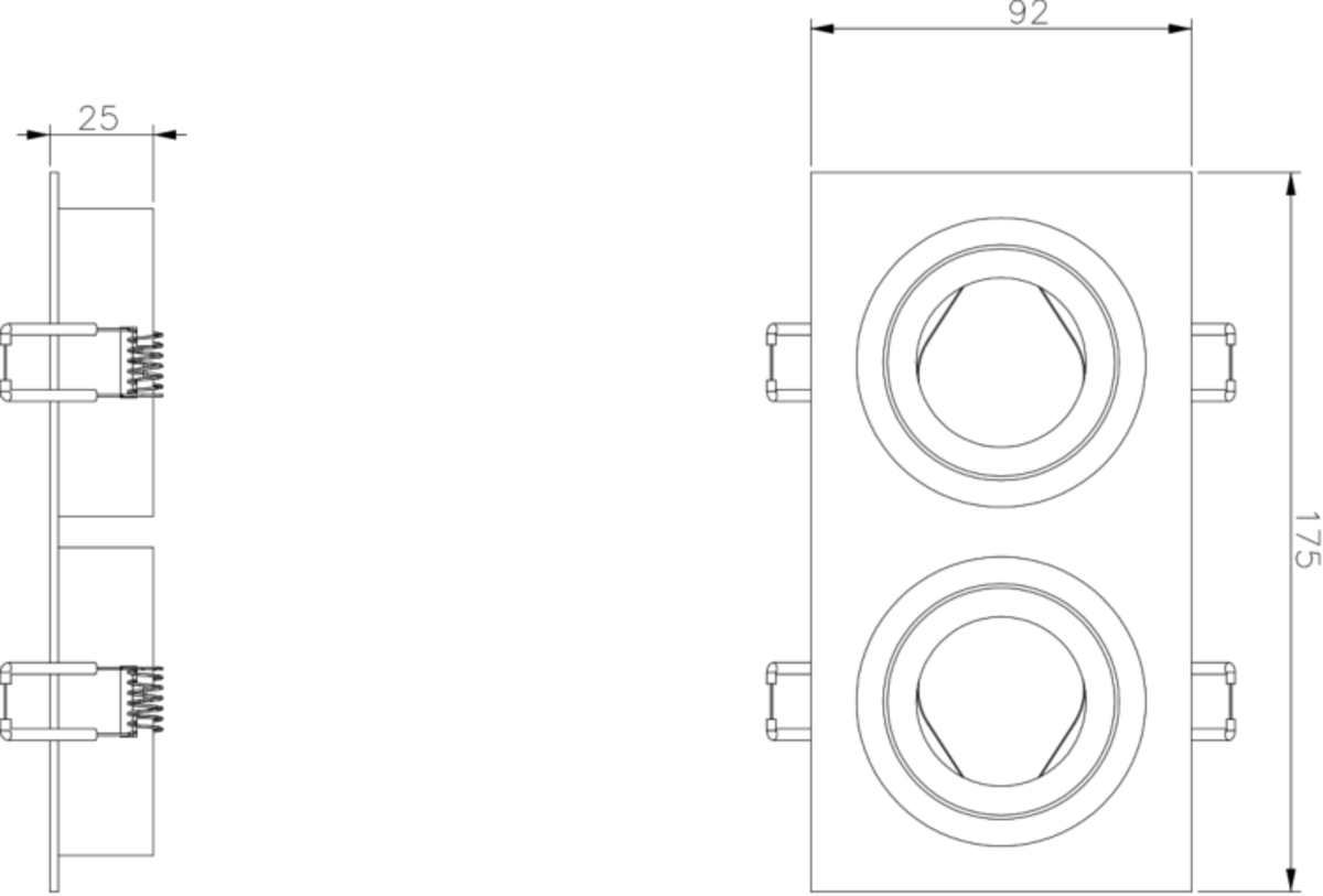 Ambar Adjustable Twin Tilt Square Downlight in Brushed Chrome