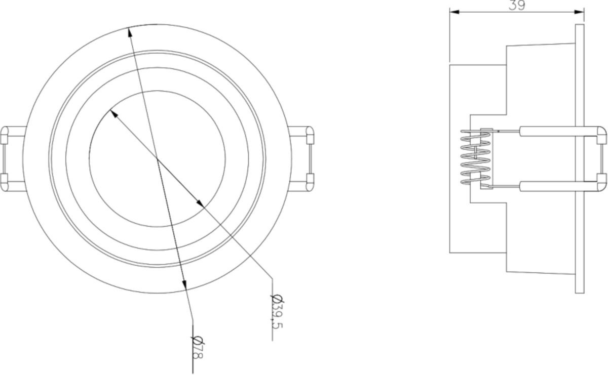 Dipa Single Fixed Round Anti-Glare Downlight White - side view