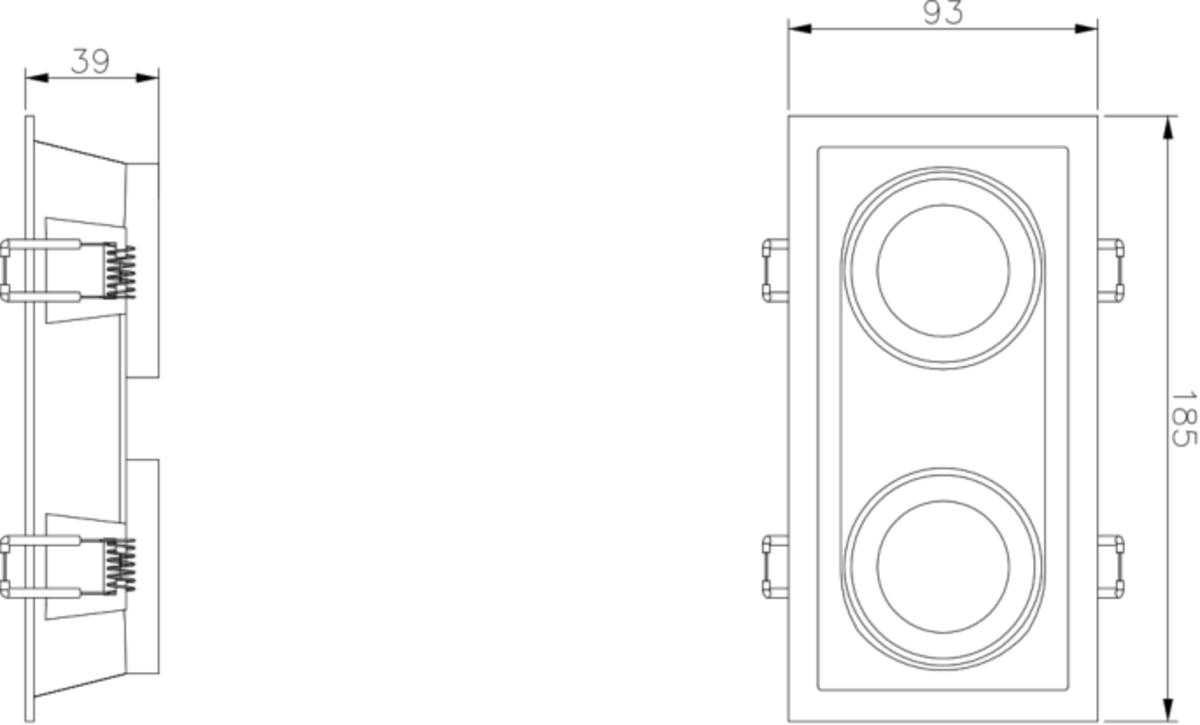Dipa Twin Tilt Square Anti-Glare Downlight Black - Installed View