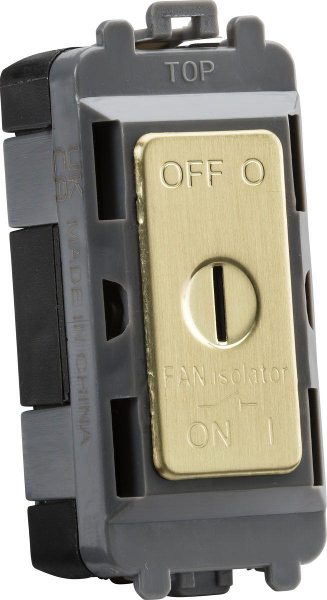 10A Fan Isolator Key Switch Module - Brushed Brass
