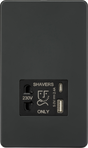 230V Shaver Socket with Dual USB A+C - Anthracite