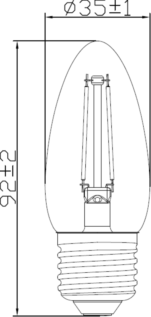 LED Candle Filament Lamp - Clear 2700K