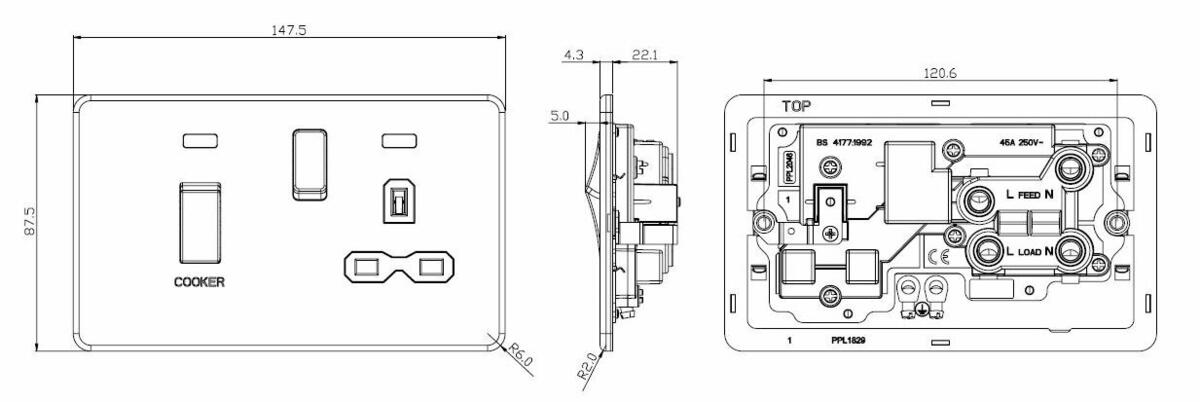 45A DP Switch & 13A Socket - Matt White Detail