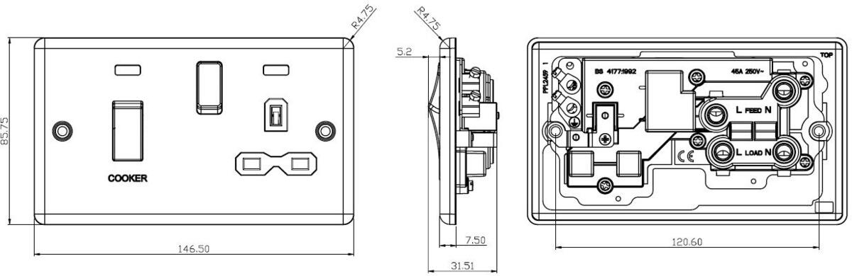 Brushed Chrome 45A DP Switch & 13A Socket