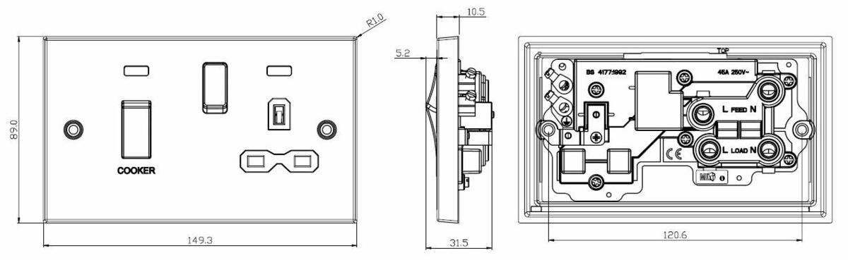 Alternate view of Brushed Chrome DP Switch & Socket