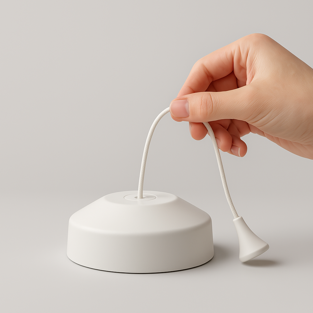 Knightsbridge: 8301MW, Matt White Trailing Edge Pull Cord Dimmer Switch, 1-Way, 10-150W Incandescent, 5-100W LED, 230V