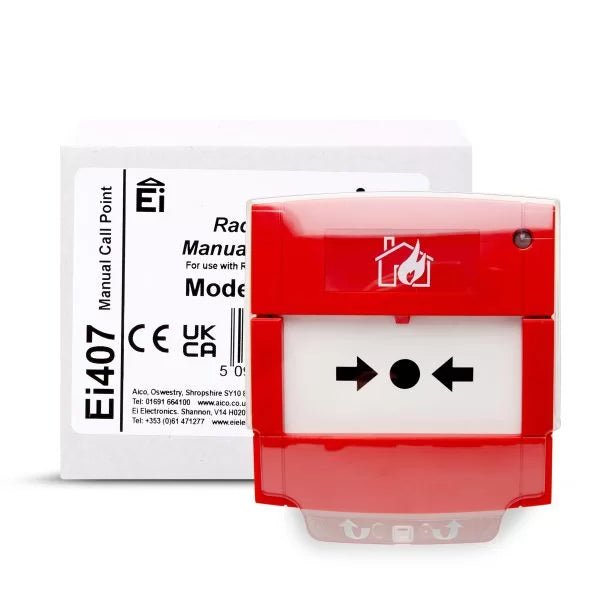Aico Ei407 RadioLINK Manual Call Point – Wireless Alarm Trigger with 10-Year Battery – SKU: Ei407