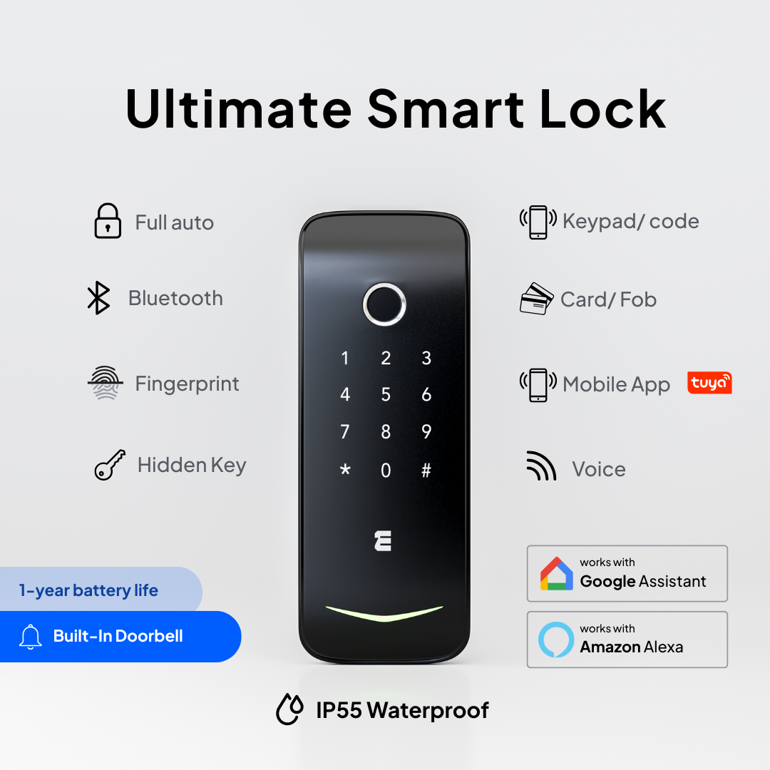 WME DL2 Smart Door Lock – Wi-Fi Voice Fingerprint Keypad (Alexa/Google)