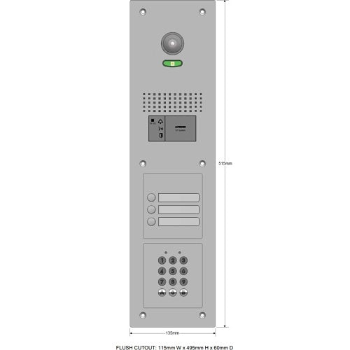 Aiphone GTN-3V/F/SS+AC10U+ID intercom door station