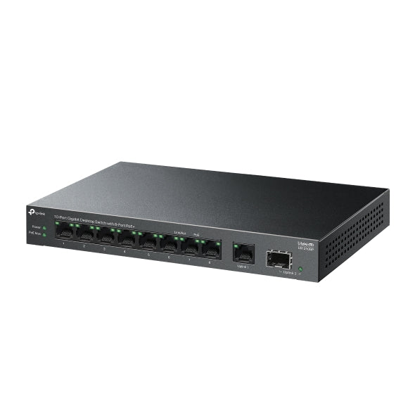TP-Link 10-Port Gigabit PoE+ Desktop Switch with SFP – LS1210GP | 8x PoE+ Ports | 61W Budget | Plug & Play