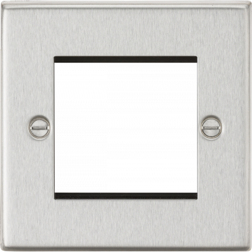 Knightsbridge: CS2GBC, 2G Modular Faceplate, Brushed Chrome, Square Edge, IP20 Rated, Compatible with Euro Modules