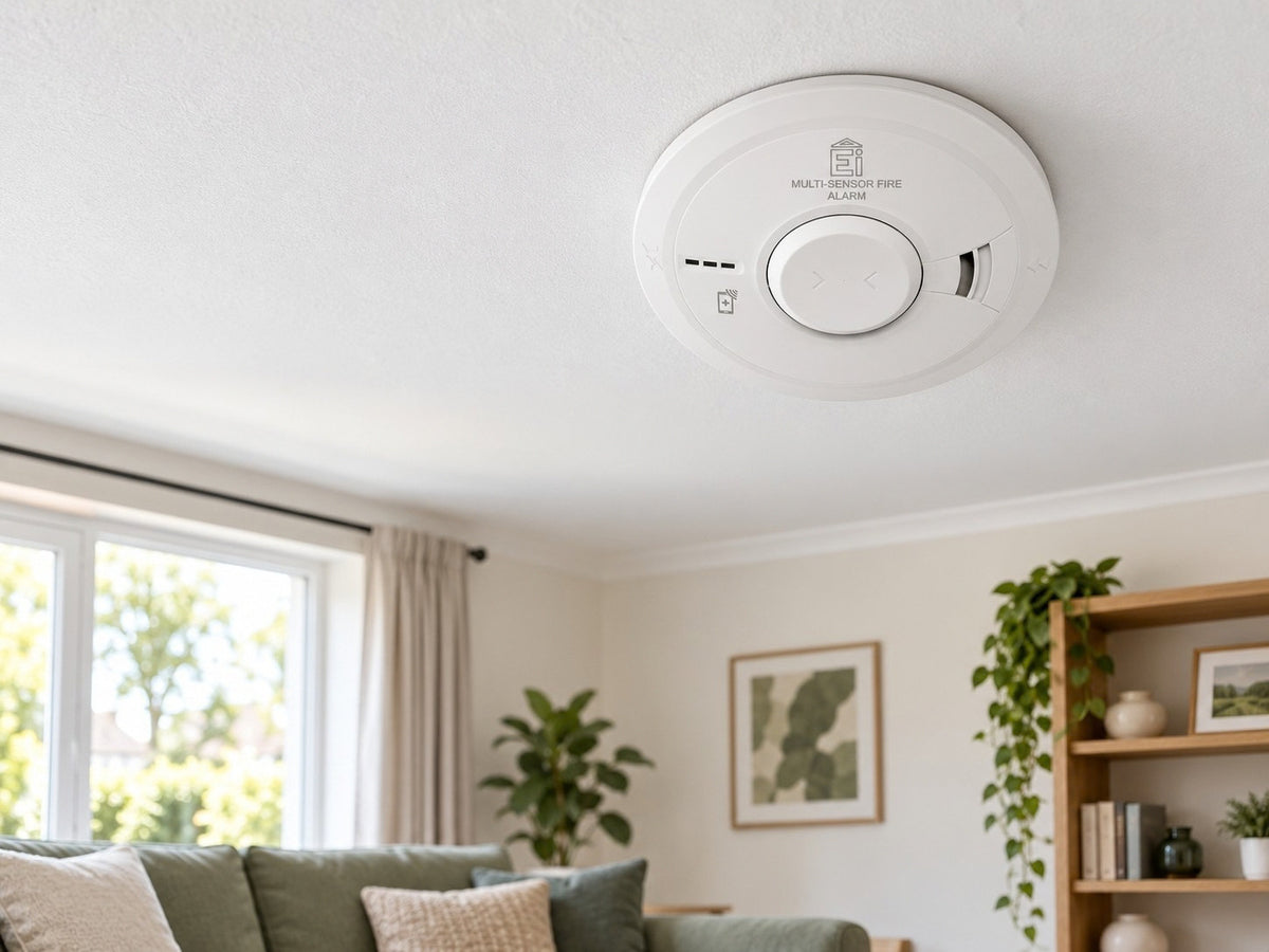 Aico Ei3024 shown at a living-room ceiling.