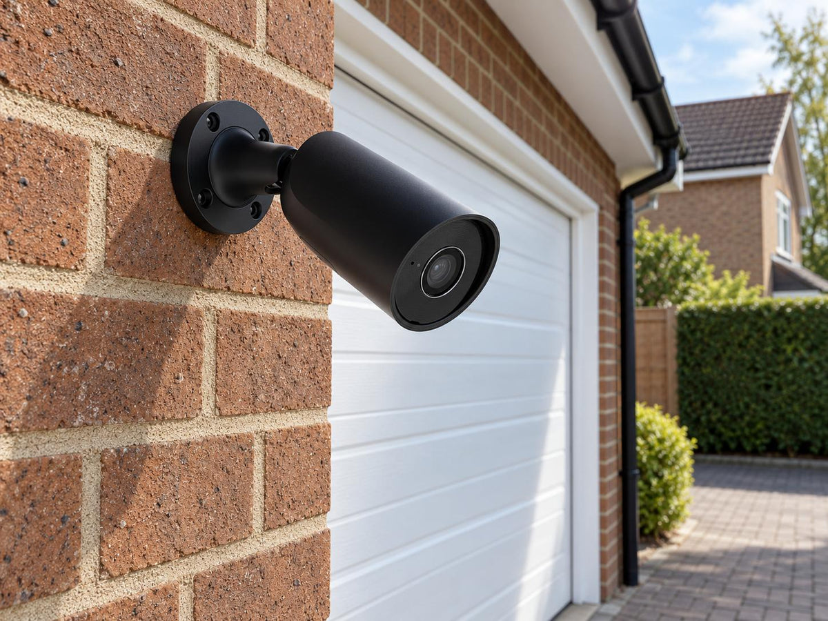 Ajax BulletCam • 5MP 4mm • Black installed in British home driveway.