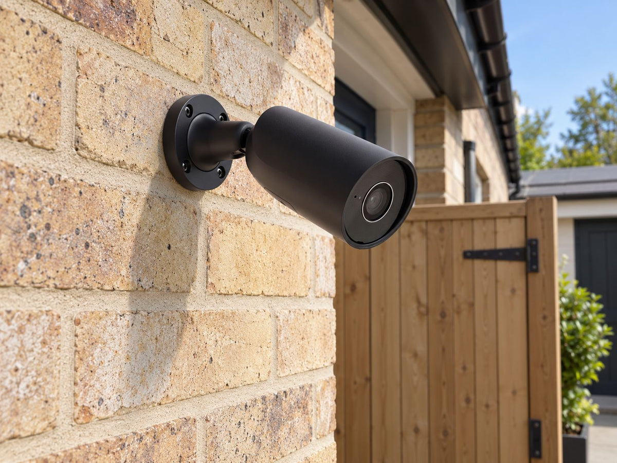 Ajax BulletCam • 5MP 4mm • Black installed in British workshop side access.