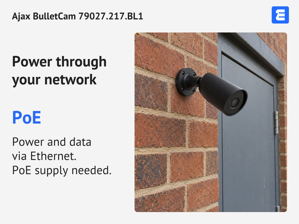 Ajax BulletCam 79027.217.BL1 infographic: Power through your network.