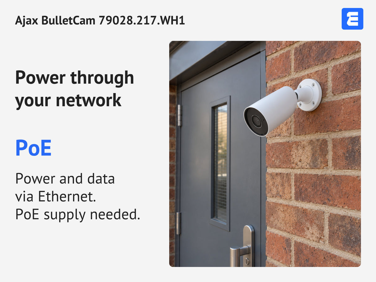Ajax BulletCam 79028.217.WH1 infographic: Power through your network.