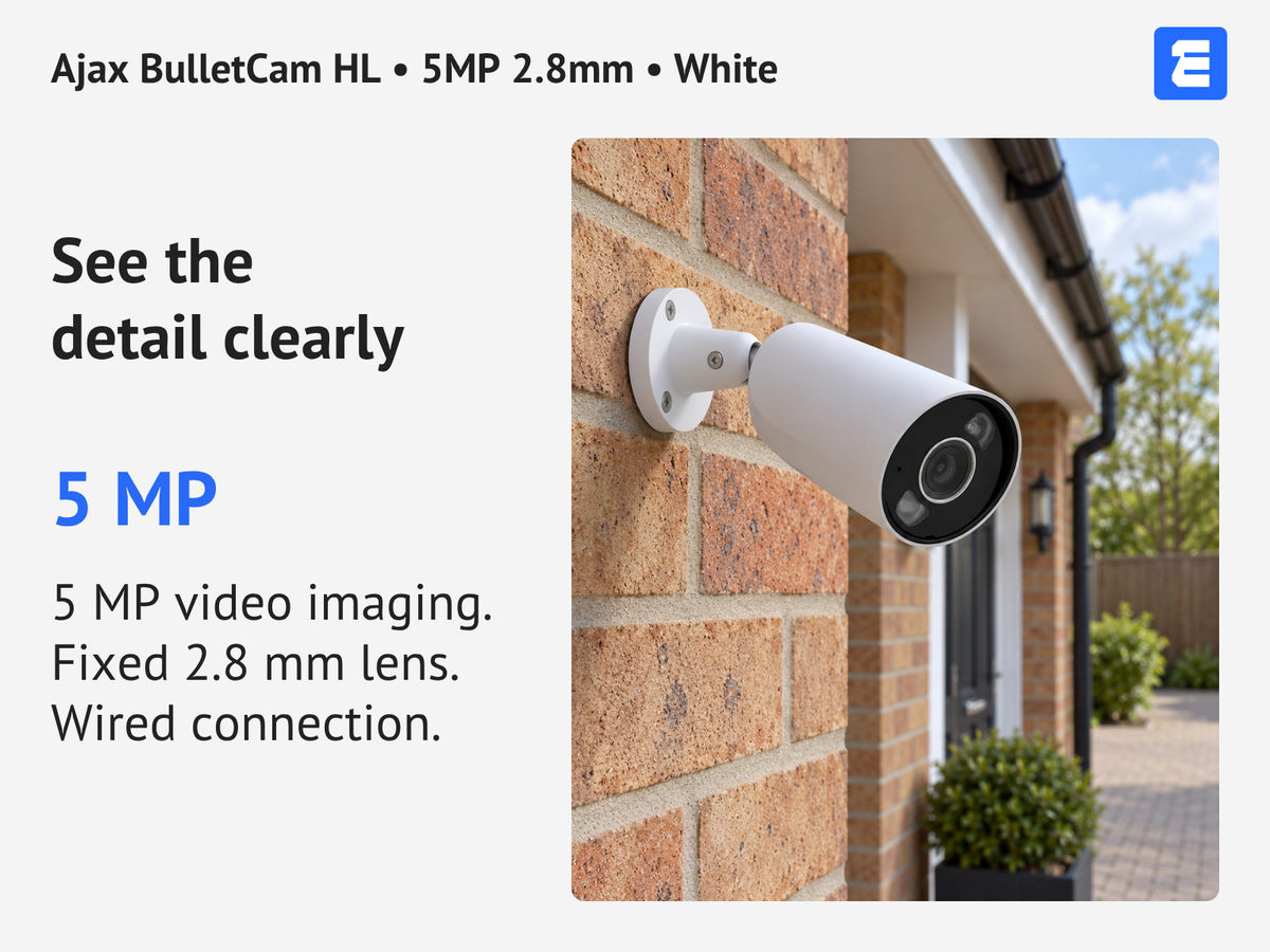 Ajax BulletCam HL • 5MP 2.8mm • White infographic: See the detail clearly.