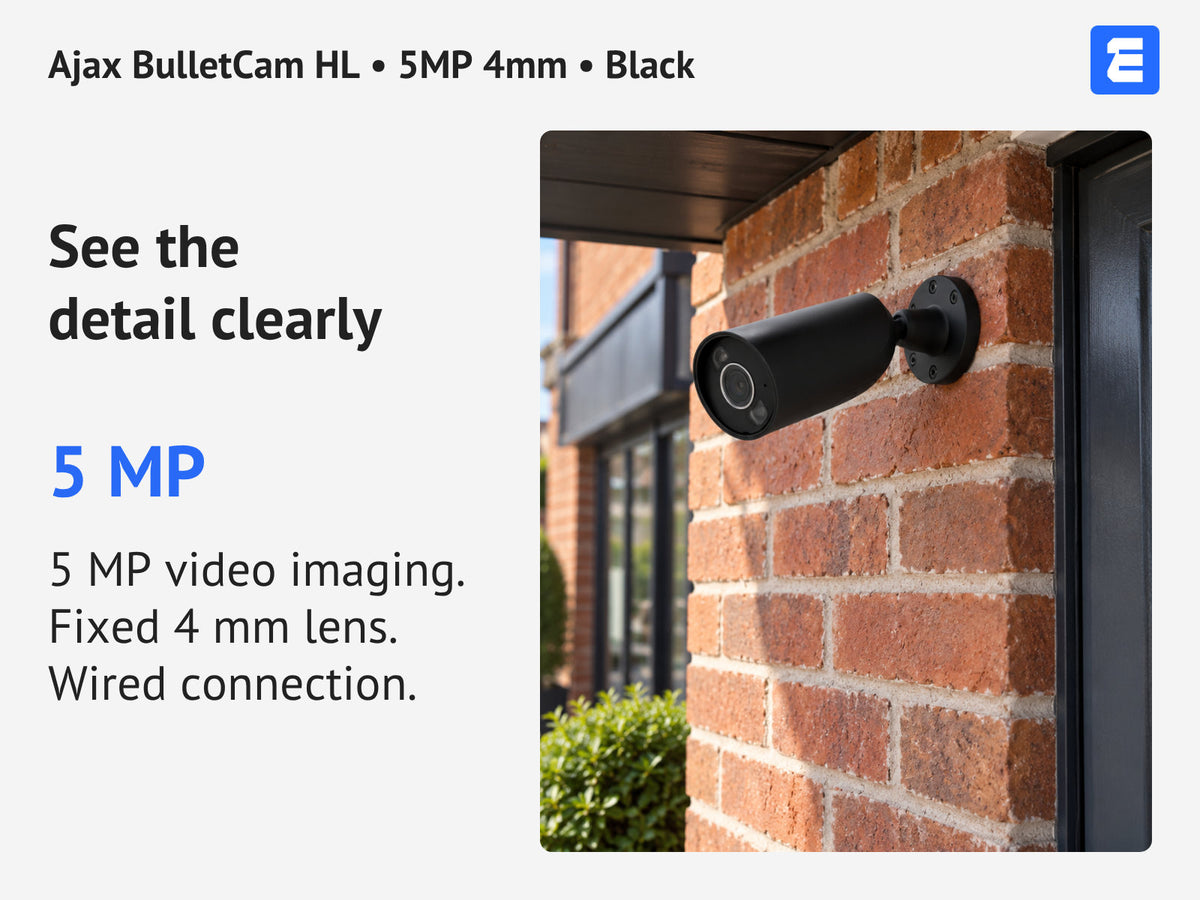 Ajax BulletCam HL • 5MP 4mm • Black infographic: See the detail clearly.
