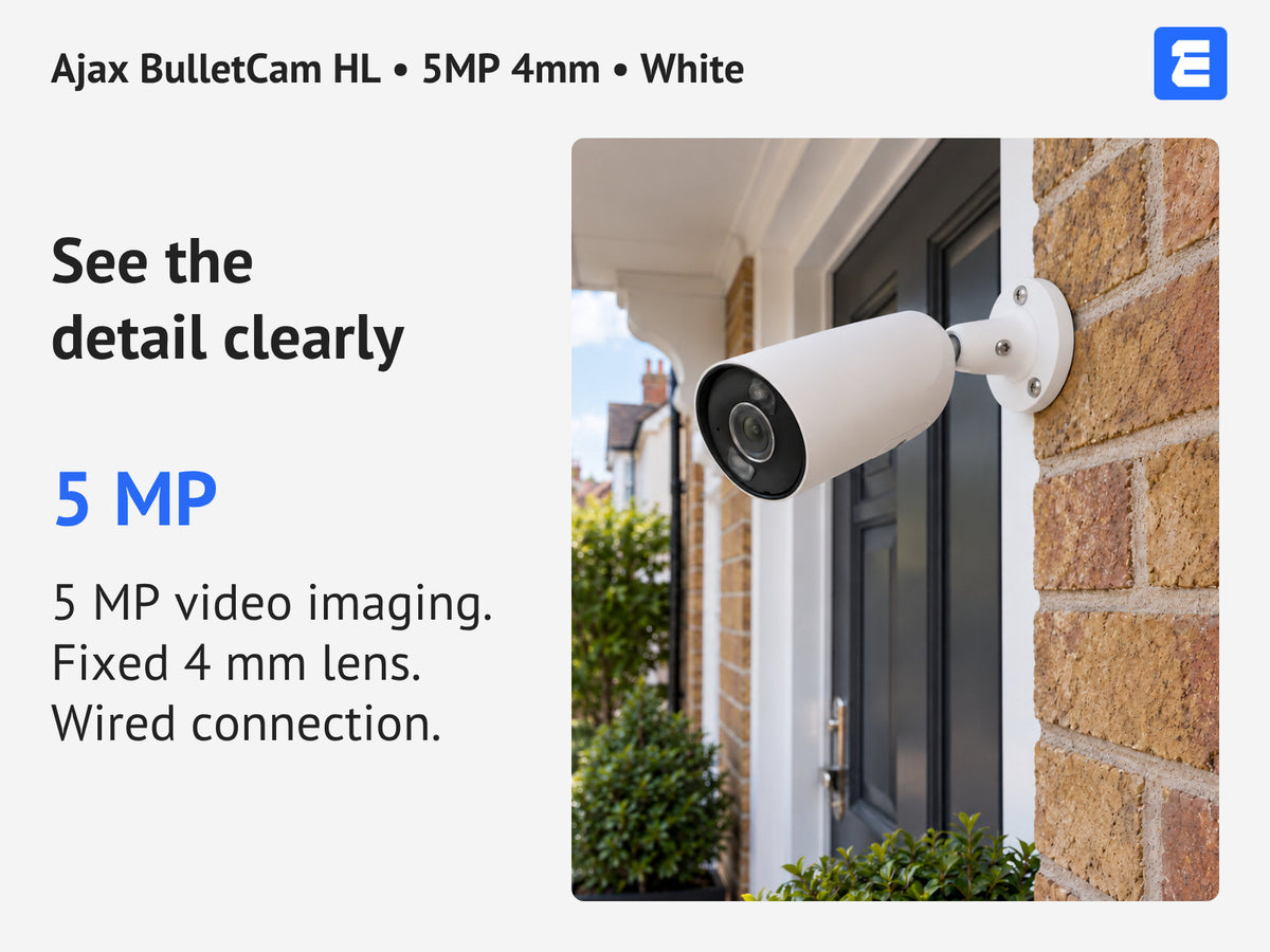 Ajax BulletCam HL • 5MP 4mm • White infographic: See the detail clearly.