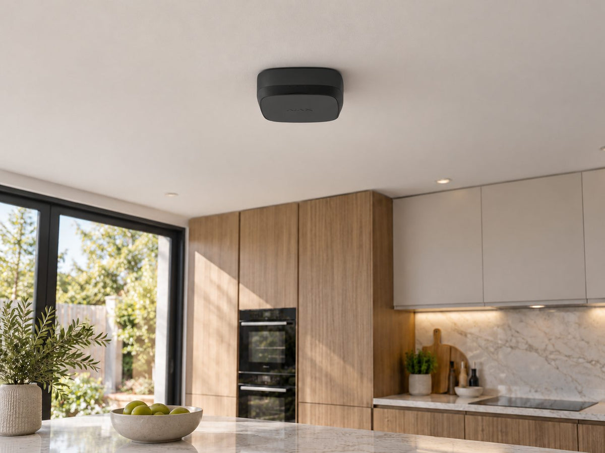 Ajax FireProtect 2 AC Heat in a contemporary home kitchen.