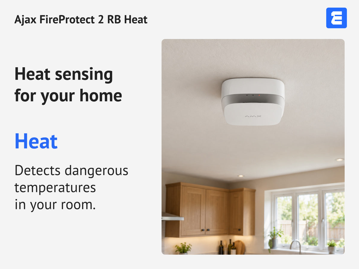 Ajax FireProtect 2 RB Heat infographic: Heat sensing for your home.
